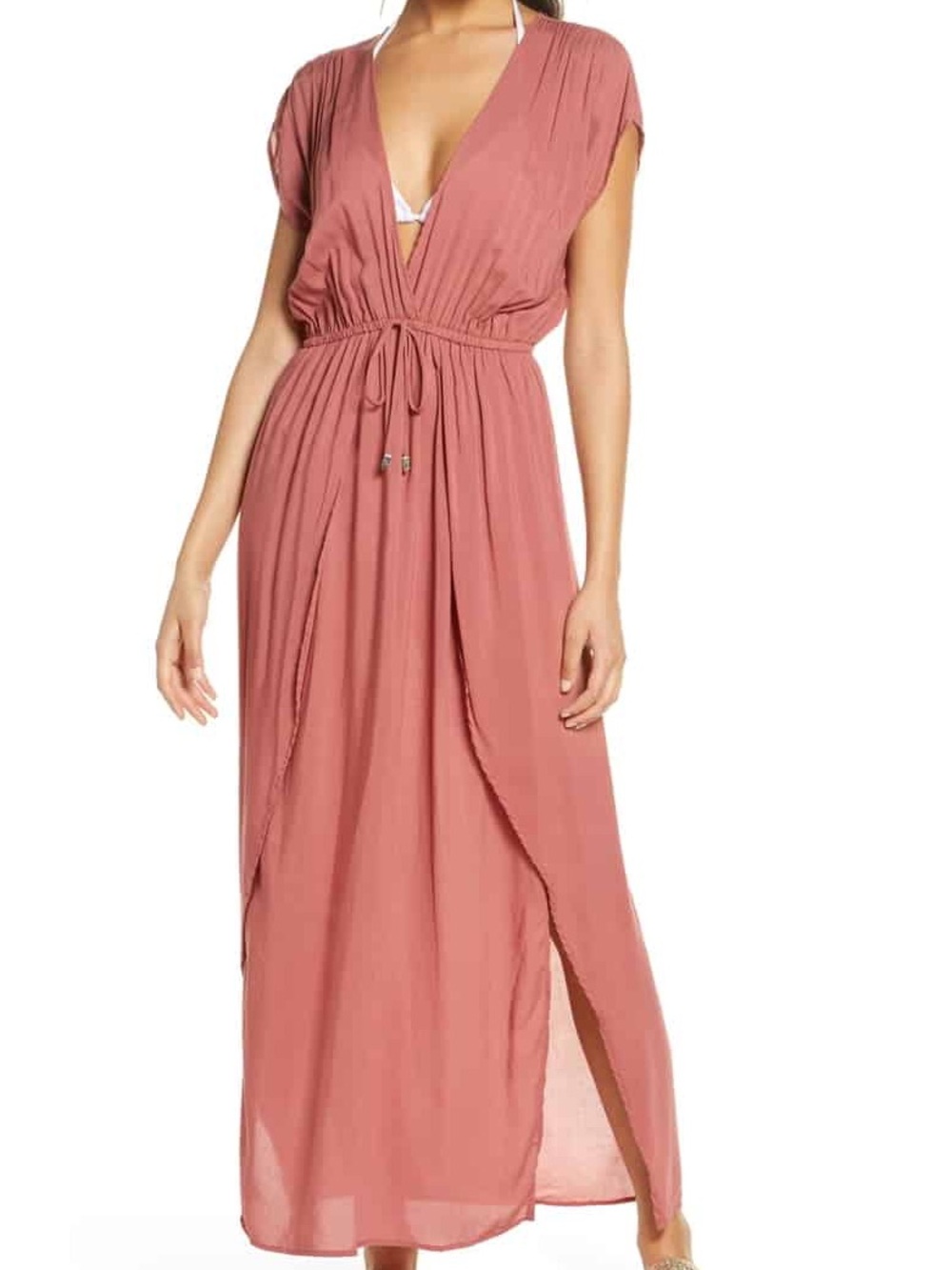 Elan Gauze Cover-Up Maxi Dress - mauve